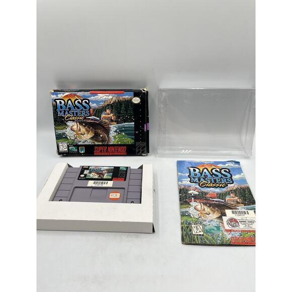 Super Nintendo SNES - Bass Masters Classic - Complete w/ Protector - Picture 2 of 16